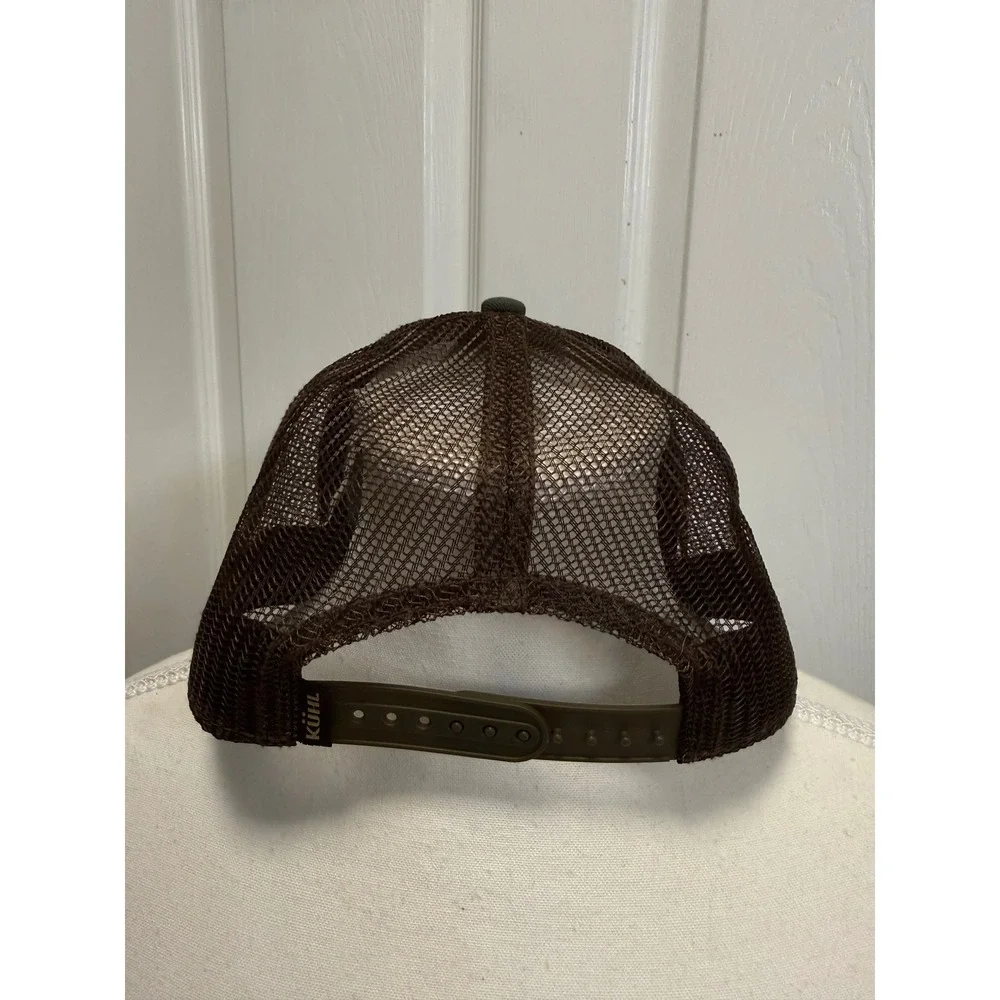 Kuhl Born In The Mountains Trucker Hat Olive Green Brown Mesh Snapback Cap